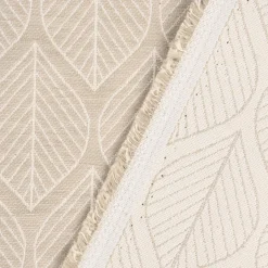 Dekostoff Jacquard Doubleface Premium Leaf Retro Scandi Blätter beige 1,4m Breite