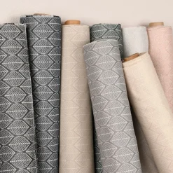 Dekostoff Jacquard Doubleface Premium Leaf Retro Scandi Blätter beige 1,4m Breite