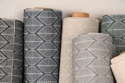 Dekostoff Jacquard Doubleface Premium Leaf Retro Scandi Blätter beige 1,4m Breite