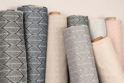 Dekostoff Jacquard Doubleface Premium Leaf Retro Scandi Blätter beige 1,4m Breite