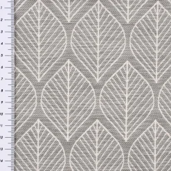 Dekostoff Jacquard Doubleface Premium Leaf Retro Scandi Blätter grau hellbeige 1,4m Breite