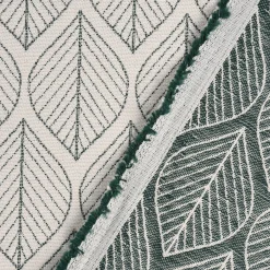Dekostoff Jacquard Doubleface Premium Leaf Retro Scandi Blätter grün hellbeige 1,4m Breite