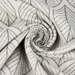 Dekostoff Jacquard Doubleface Premium Leaf Retro Scandi Blätter grün hellbeige 1,4m Breite