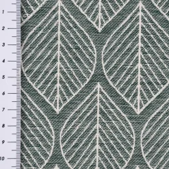 Dekostoff Jacquard Doubleface Premium Leaf Retro Scandi Blätter grün hellbeige 1,4m Breite