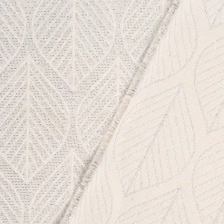 Dekostoff Jacquard Doubleface Premium Metallic Leaf Retro Scandi Blätter silber beige 1,4m Breite