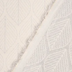Dekostoff Jacquard Doubleface Premium Metallic Leaf Retro Scandi Blätter silber beige 1,4m Breite
