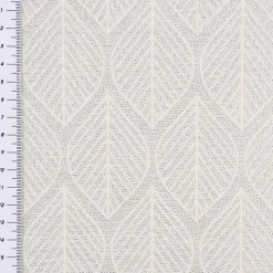 Dekostoff Jacquard Doubleface Premium Metallic Leaf Retro Scandi Blätter silber beige 1,4m Breite