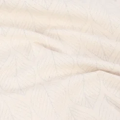 Dekostoff Jacquard Doubleface Premium Metallic Leaf Retro Scandi Blätter silber beige 1,4m Breite