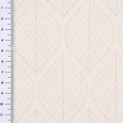 Dekostoff Jacquard Doubleface Premium Metallic Leaf Retro Scandi Blätter silber beige 1,4m Breite
