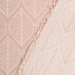 Dekostoff Jacquard Doubleface Premium Metallic Leaf Retro Scandi Blätter rosa beige 1,4m Breite