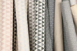 Dekostoff Jacquard Doubleface Premium Triangel Retro Scandi grün hellbeige 1,4m Breite