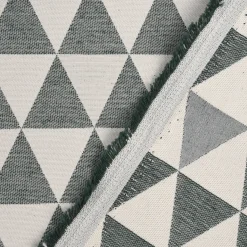 Dekostoff Jacquard Doubleface Premium Triangel Retro Scandi grün hellbeige 1,4m Breite