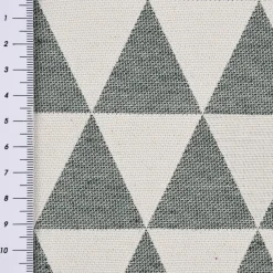 Dekostoff Jacquard Doubleface Premium Triangel Retro Scandi grün hellbeige 1,4m Breite