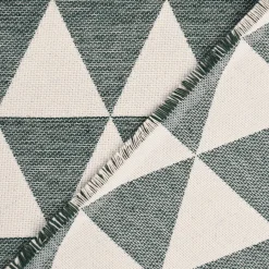 Dekostoff Jacquard Doubleface Premium Triangel Retro Scandi grün hellbeige 1,4m Breite