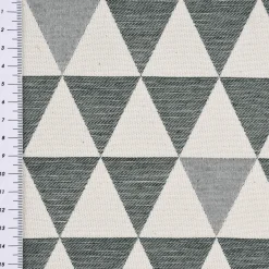 Dekostoff Jacquard Doubleface Premium Triangel Retro Scandi grün hellbeige 1,4m Breite