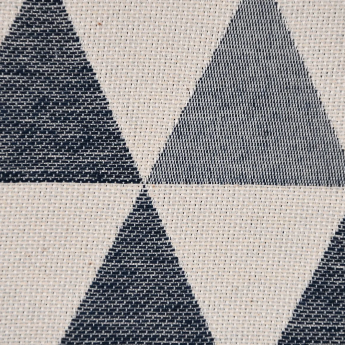 Dekostoff Jacquard Doubleface Premium Triangel Retro Scandi blau hellbeige 1,4m Breite