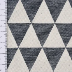 Dekostoff Jacquard Doubleface Premium Triangel Retro Scandi blau hellbeige 1,4m Breite