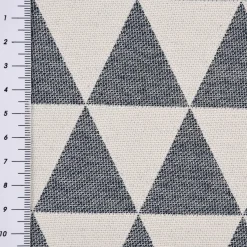 Dekostoff Jacquard Doubleface Premium Triangel Retro Scandi blau hellbeige 1,4m Breite