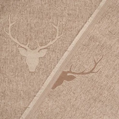 Dekostoff Jacquard Gardinenstoff Landhausstoff Wendestoff Hirschkopf mit Geweih beige 1,40m Breite