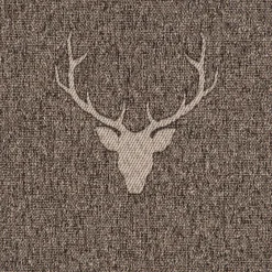 Dekostoff Jacquard Gardinenstoff Landhausstoff Wendestoff Hirschkopf mit Geweih braun 1,40m Breite