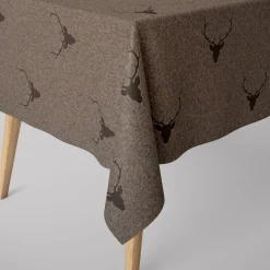 Dekostoff Jacquard Gardinenstoff Landhausstoff Wendestoff Hirschkopf mit Geweih braun 1,40m Breite