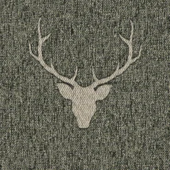 Dekostoff Jacquard Gardinenstoff Landhausstoff Wendestoff Hirschkopf mit Geweih grün 1,40m Breite