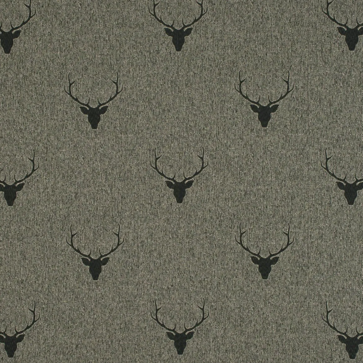 Dekostoff Jacquard Gardinenstoff Landhausstoff Wendestoff Hirschkopf mit Geweih grün 1,40m Breite