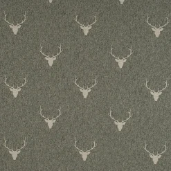 Dekostoff Jacquard Gardinenstoff Landhausstoff Wendestoff Hirschkopf mit Geweih grün 1,40m Breite