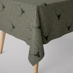 Dekostoff Jacquard Gardinenstoff Landhausstoff Wendestoff Hirschkopf mit Geweih grün 1,40m Breite