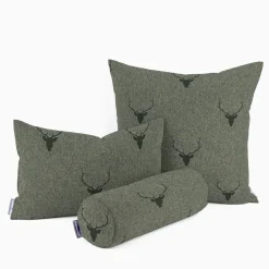 Dekostoff Jacquard Gardinenstoff Landhausstoff Wendestoff Hirschkopf mit Geweih grün 1,40m Breite