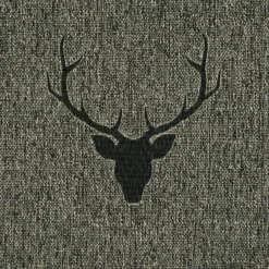 Dekostoff Jacquard Gardinenstoff Landhausstoff Wendestoff Hirschkopf mit Geweih grün 1,40m Breite