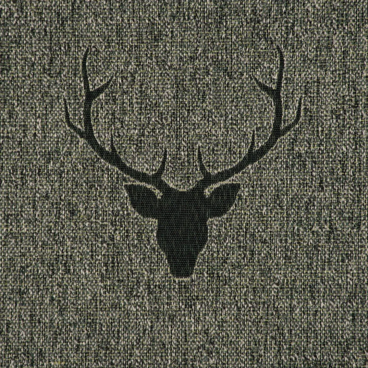 Dekostoff Jacquard Gardinenstoff Landhausstoff Wendestoff Hirschkopf mit Geweih grün 1,40m Breite