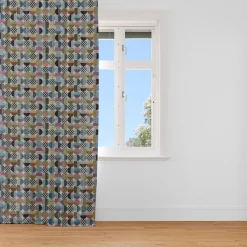 Dekostoff Jacquard geometrisch Kreise weiß schwarz bunt 1,5m Breite