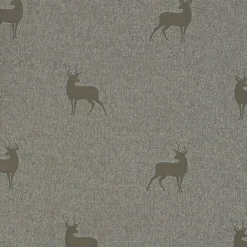 Dekostoff Jacquard Landhausstoff Wendestoff Hirsche beige braun türkis 1,40m Breite