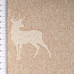 Dekostoff Jacquard Landhausstoff Wendestoff Hirsche beige 1,40m Breite