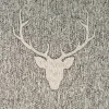 Dekostoff Jacquard Landhausstoff Wendestoff Hirschkopf mit Geweih Grau Beige meliert 1,40m Breite