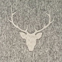 Dekostoff Jacquard Landhausstoff Wendestoff Hirschkopf mit Geweih Grau Beige meliert 1,40m Breite