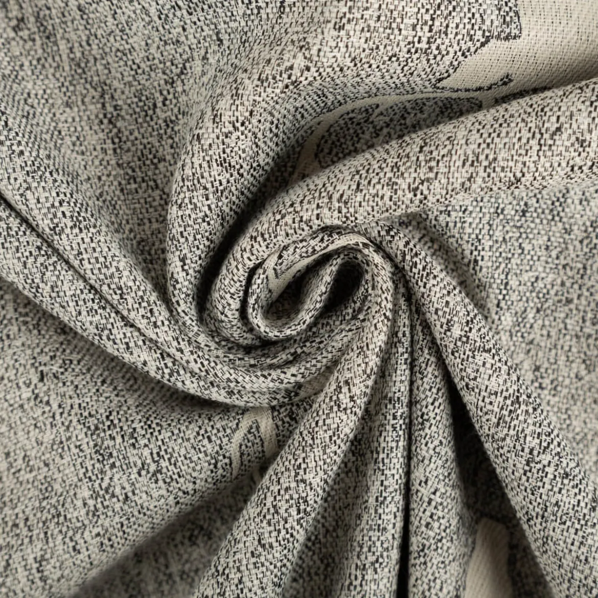 Dekostoff Jacquard Landhausstoff Wendestoff Hirschkopf mit Geweih Grau Beige meliert 1,40m Breite