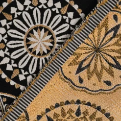 Dekostoff Jacquard Metallic Mandala Deco Luxury Mandalas schwarz gold ecru 1,4m Breite