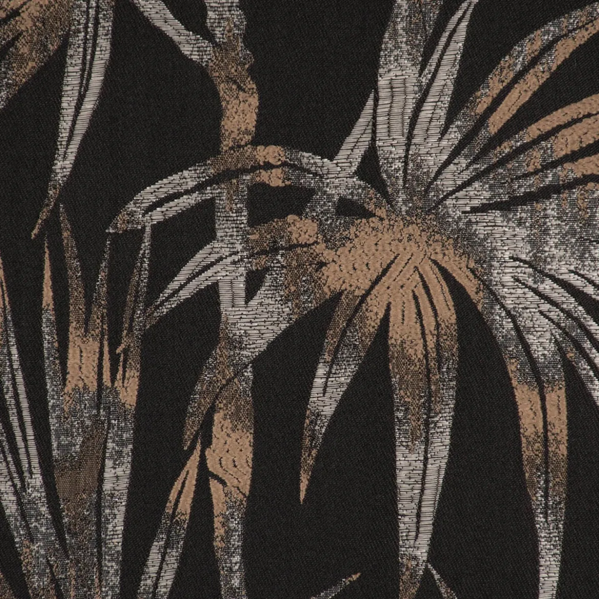 Dekostoff Jacquard Palmenblätter schwarz beige 137cm Breite