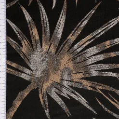 Dekostoff Jacquard Palmenblätter schwarz beige 137cm Breite