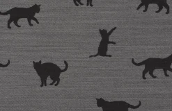 Dekostoff Jacquard Plaidstoff Wendestoff Cats Cosy Katzen grau 1,40m Breite