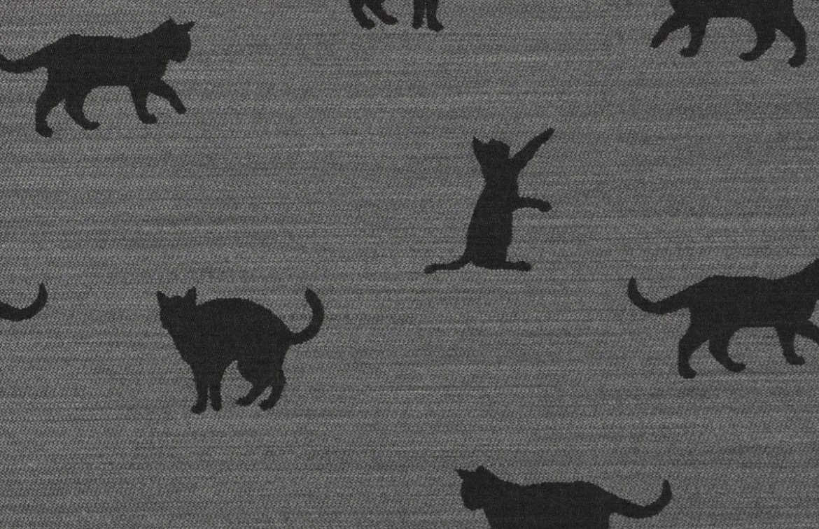 Dekostoff Jacquard Plaidstoff Wendestoff Cats Cosy Katzen grau 1,40m Breite