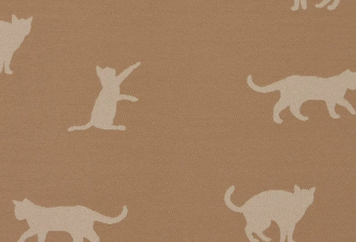 Dekostoff Jacquard Plaidstoff Wendestoff Cats Cosy Katzen sand beige 1,40m Breite
