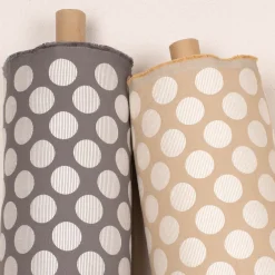 Dekostoff Jacquard Polsterstoff Pia Stone Kreise beige 1,45m Breite