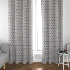 Dekostoff Jacquard-Stoff Dreiecke weiß schwarz Libelle gold 1,40m Breite