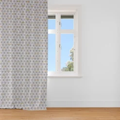 Dekostoff Jacquard-Stoff Dreiecke weiß schwarz Libelle gold 1,40m Breite