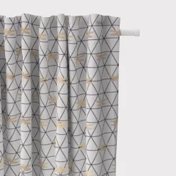 Dekostoff Jacquard-Stoff Dreiecke weiß schwarz Libelle gold 1,40m Breite