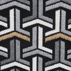 Dekostoff Jacquard-Stoff grafisch T schwarz weiß goldfarbig