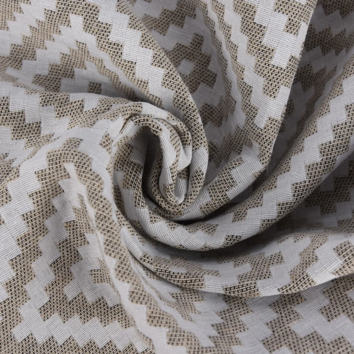 Dekostoff Jacquardstoff Wendestoff Leinen Rauten Inka ecru beige 1,50m Breite